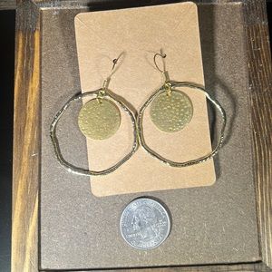 Hammed gold coin style hoop earrings